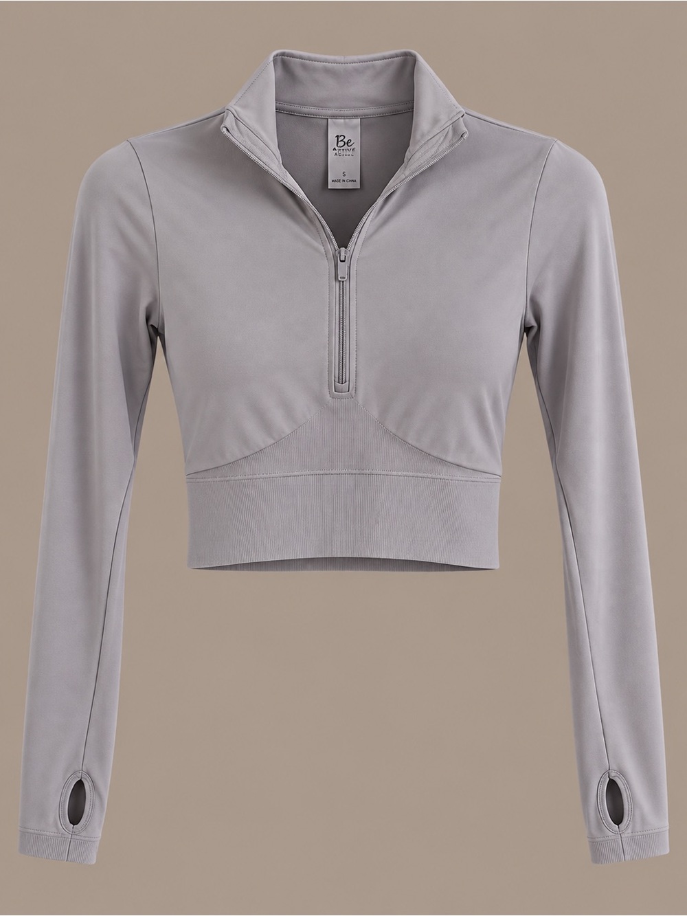 Garage Gray Cropped Quarter-Zip Top